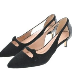 Cole Haan Black suede and leather kitten heels with Bow Detail
